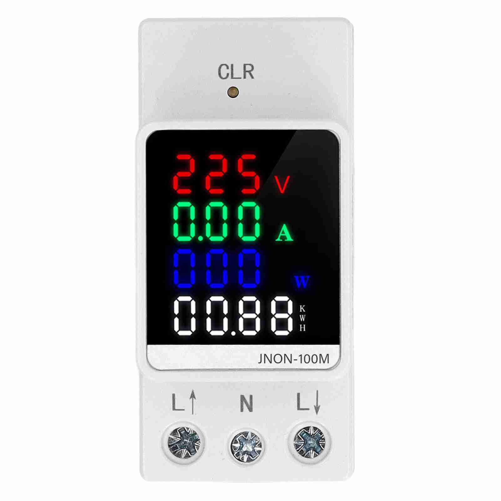 

Din Rail Energy Meter AC Digital Display Current Voltage Amperage Power Factor Degree Frequency