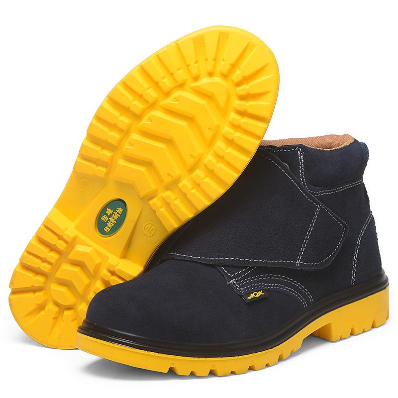 Thunderbolt Shield Low-Top Cowhide Safety Shoes: Anti-Smash, Anti-Puncture, Insulated, Wear-Resistant Rubber Outsole.