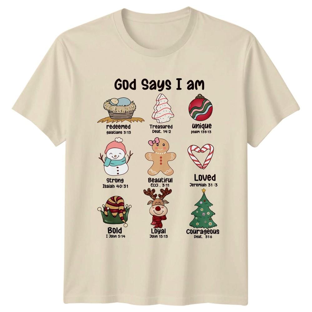 God Says I Am Christmas Affirmations Unisex Unisex Graphic Tee Holiday Shirt