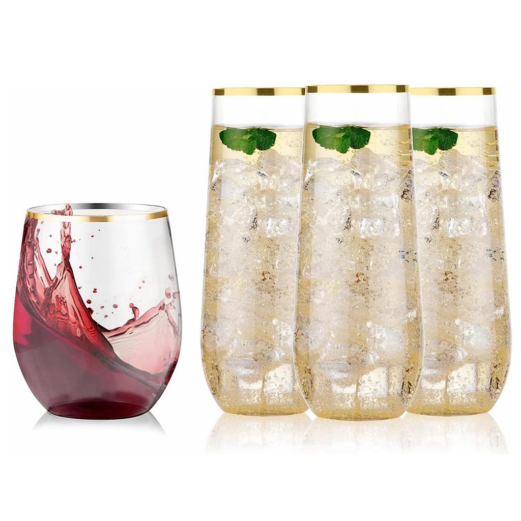 10/20pcs Plastic Champagne Flutes 9/12oz Unbreakable Shatterproof Reusable BPA-Free Disposable Cups Glasses for Party Wedding
