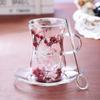 Dried Flower Body-Shaping Double-Walled Glass Cup with Handle and Heat Insulation for Coffee, Milk, or Juice