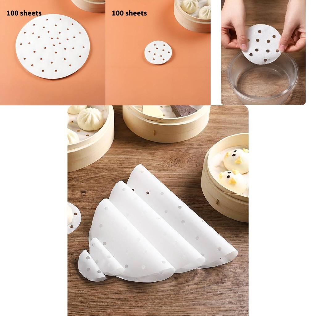 Hochwertige Antihaft-Dampfgarpapiereinlagen für die einfache Zubereitung von Teigtaschen und Brötchen.