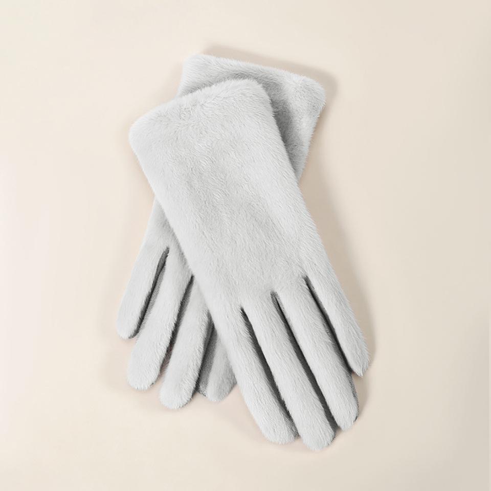 

Durable And Safe Loogdeel 1 Pair Plush Warm Cold-Proof Gloves Women Outdoors Sports Cycling Solid Color Mittens Fashion Winter Touchscreen Gloves