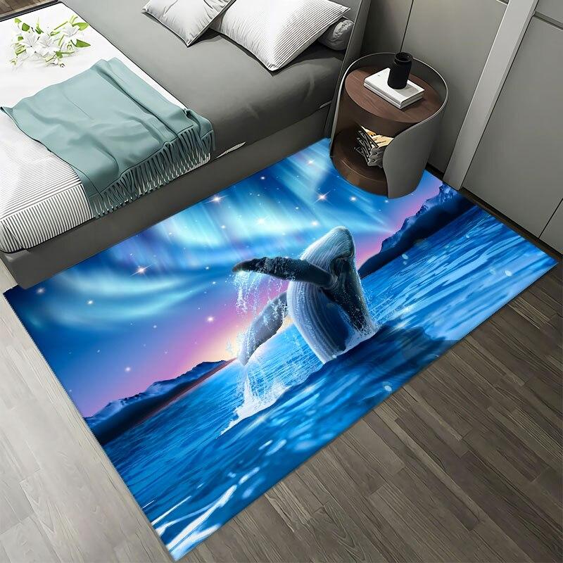 

3D Кити та дельфіни Великий килим Килимок для спальні Alfombra Дитячі килимки для дому М’яка підлога Tapete Килим для салону Великий 40x120cm