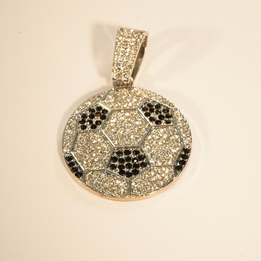 World Cup Full Diamond Football Alloy Pendant Men S Cuban Chain Necklace Jewelry
