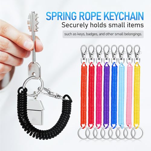 10 Piece Spiral Elastic Plastic Spring Ring Keychain Lanyard Portable Key Wallet Mobile Phone Pendant