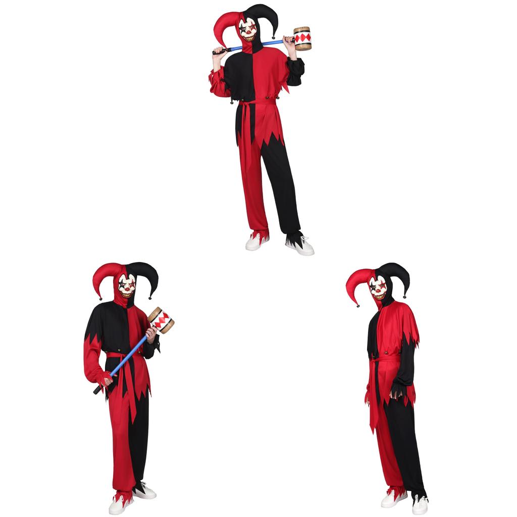 Set Costume Clown Horror di Halloween in Tessuto Poliestere per Cosplay e Feste a Tema