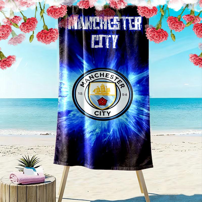 Manchester City Team Print Beach Towel, Large Soft Quick Dry Towel for Beach Camping Swimming