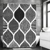 Black Geometric Floral Bohemian Shower Curtain, Bathroom Decorative Shower Curtain, Waterproof Shower Curtain with Hooks