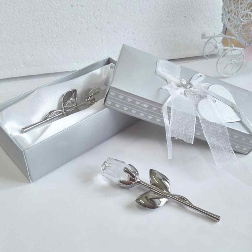 Silberstab, rosa Blume, Kristallrose, europäisches kreatives Hochzeitsgeschenk, kleines Geschenk, Hausgarten, festliche Party-Vorräte