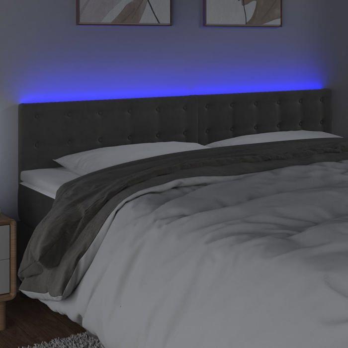 VidaXL LED Headboard Bedroom Furniture Double Bed Accessory Head of Bed Frame Interior Dark Grey 3122101