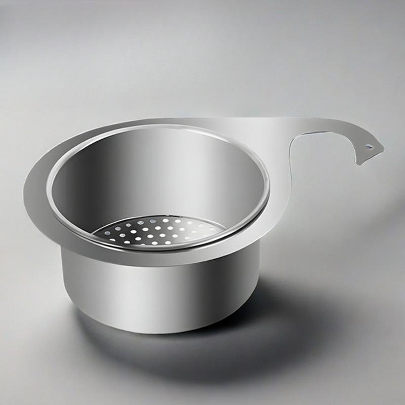 

Special Swan Draining Basket for Kitchen Sink, Stainless Steel Dry-wet Separation Hook Storage Basket Shelf