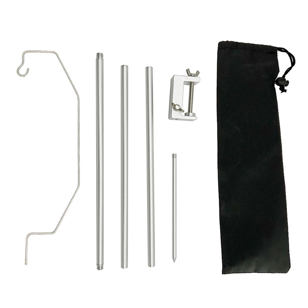 Support de Fixation Pliable pour Lampe de Camping Support Poteau Suspendu en Alliage d'Aluminium Support de Sol/Bureau pour Camping Pêche Pique-nique BBQ
