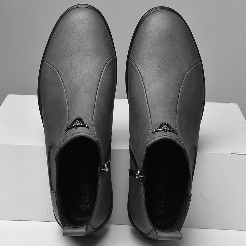 Zimní plyšové teplé pánské Chelsea boty Formální Business Vysoké boty Britský styl Pravá kůže Pánské Svatební boty Kotníkové boty