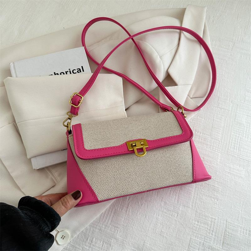 

2024 spring new simple retro shoulder armpit bag foreign style fashion bag casual trend large capacity small square bag троянди рожеві кольору