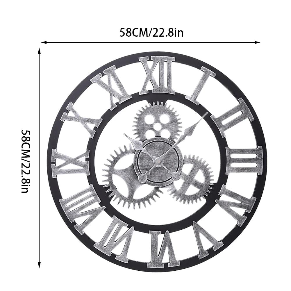 3D Retro Gear Wall Clock Silent Large Living Room Wall Clock Home Decoration Industrial Style Clock