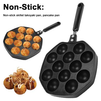 Hochwertige antihaftbeschichtete Takoyaki-Grillpfanne mit 12 Löchern, perfekt für die Zubereitung von Oktopusbällchen, Pfannkuchen und mehr