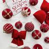 Red Flocked Painted Christmas Ball Ornament for DIY Tree Decoration & Window Display