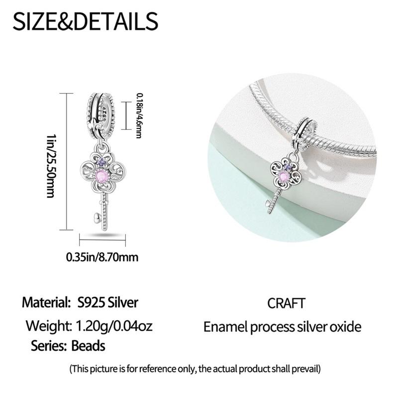 925 Silver Pink Color Cat's Paw Rabbit Elephant Zircon Dangle Charms Beads Pendant Fit Bracelet Necklace DIY Jewelry