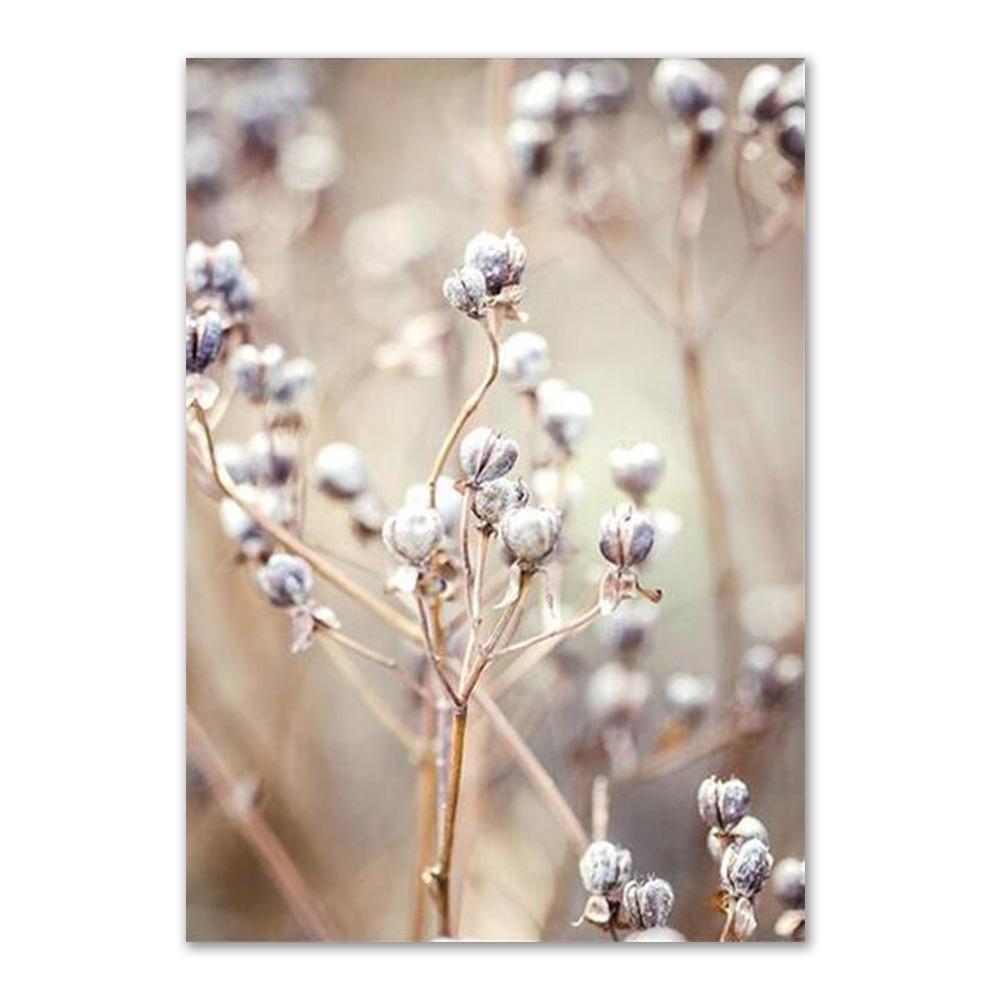 Beige Natural Wall Art Canvas Poster Print Reed Dandelion Grass Cow Canvas Painting Wall Pictures for Living Room Decorative Art