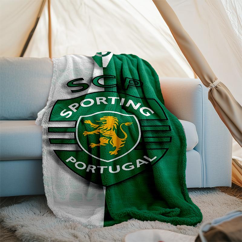 Sporting CP logo printed throw blanket—soft,warm;versatile blanket for all seasons—perfect as &air-conditioning throw,nap blanket