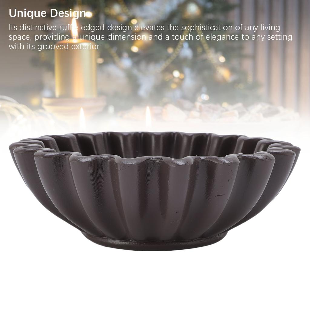 14.5CM Grooved Ruffle Bowl Handcrafted Bowl Decoration for Coffee Table Bookshelf Living Room Desk