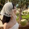 Korean Ins Lace Hair Scarf Retro Hollow Lace Triangle Hair Band Strap Hair Bag Headscarf Travel Photo Headband Turban Accessorie