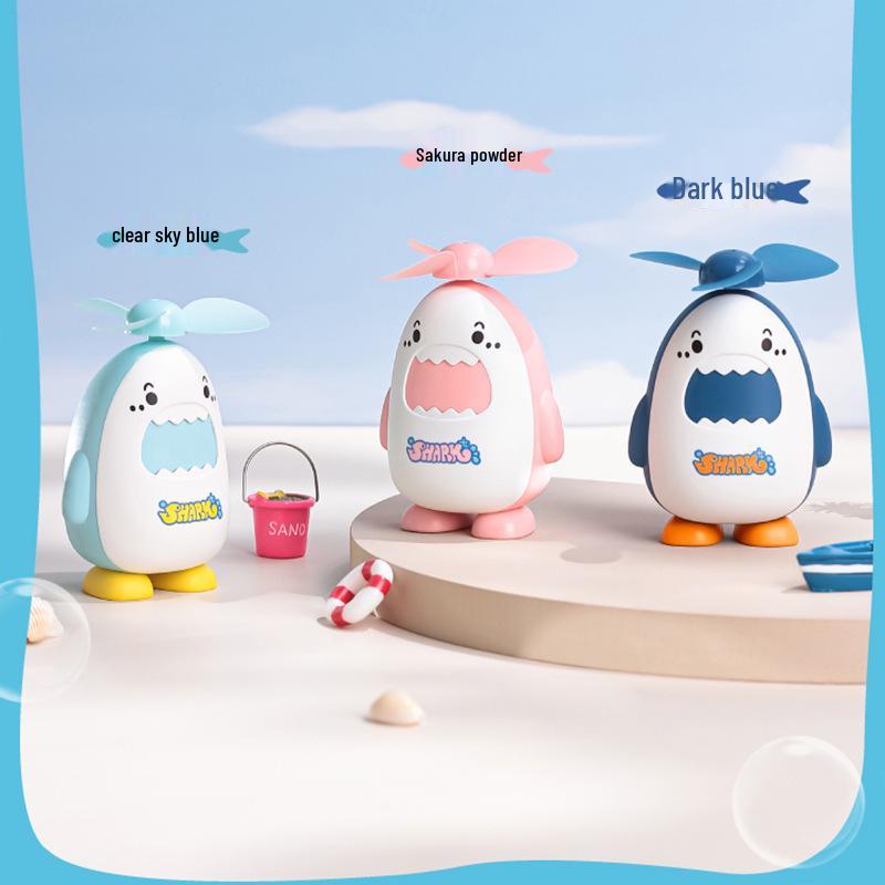 Summer Cartoon USB Rechargeable Mini Handheld Fan with Soft Silicone Blades Random Color