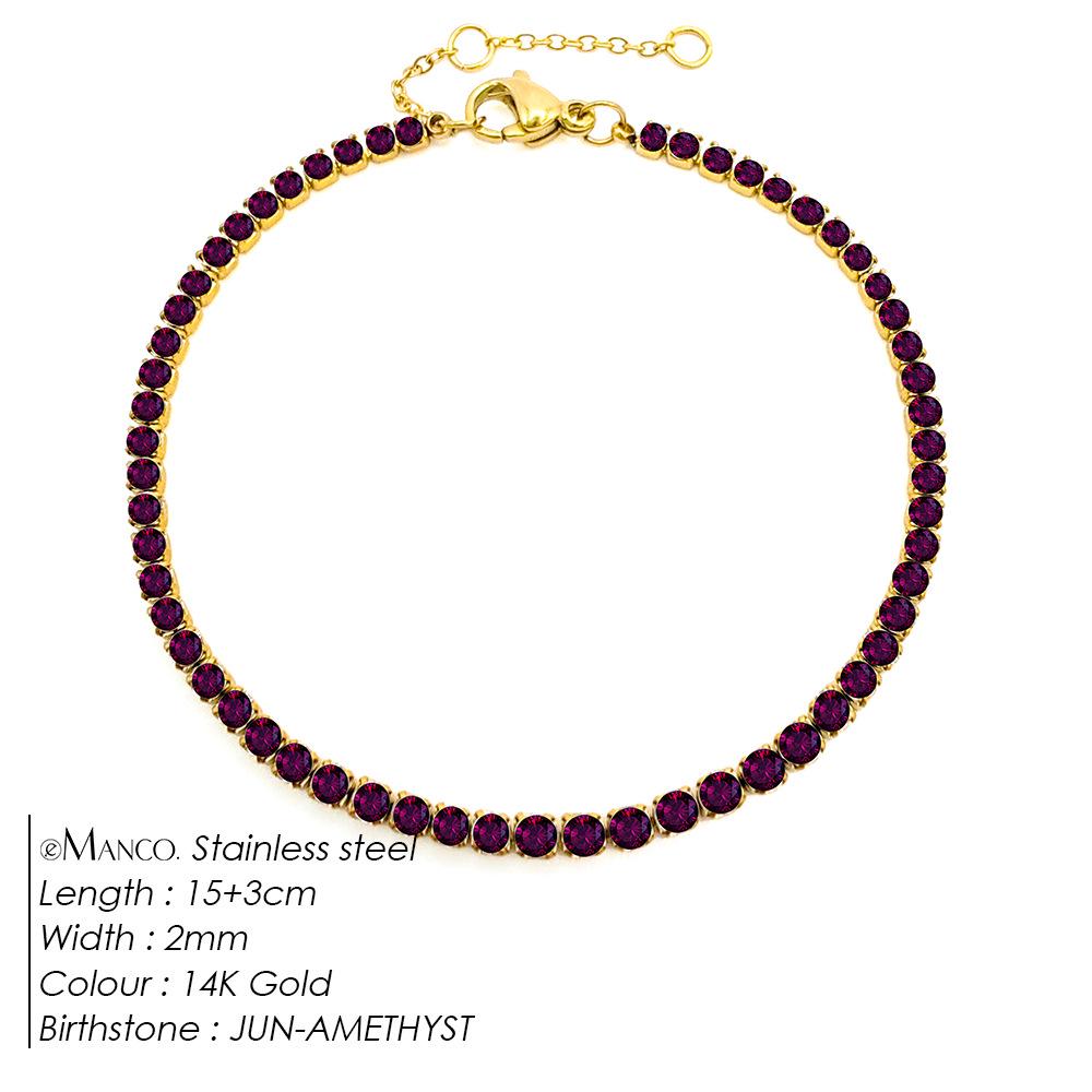 EManco Elegantes Geburtsstein-Tennisarmband mit Zirkonia-Diamanten