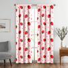1Set/2Pcs Strawberry Curtain for Bedroom Living Room Girls Pink Cute Fruit Print Curtain Kawaii Room Decor Strawberries Window D