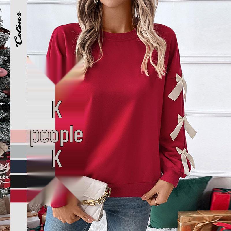 Valentine's Day Red Bow Hoodie – Women's Casual Sweet Style