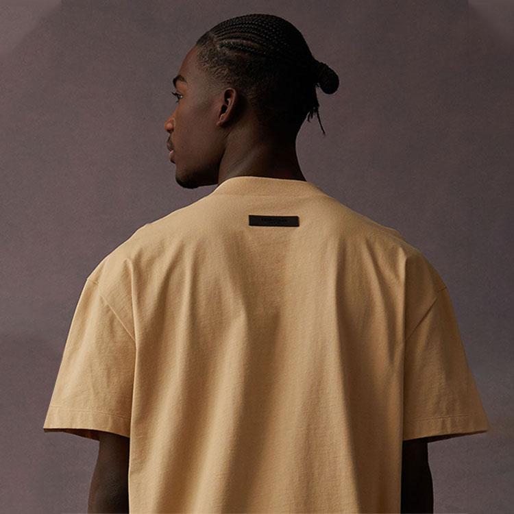 Fear of God Essentials SS Tee With Letter Logo Print Unisex Tops Sand White ESSENTIAL125BT222004F
