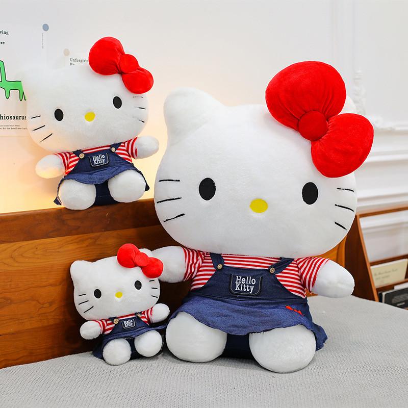 Hellokitty Plush Toy With Denim Dress For Kids And Collectors