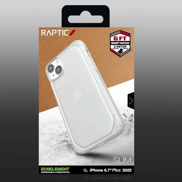 IPhone 14 Plus | Coque Antichoc RAPTIC Slim Série | Matériaux Recyclés &amp; Biodégradables | Anti-Chute 2 Mètres