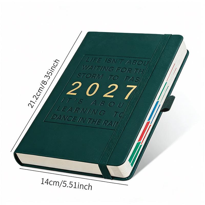2027 English Strap-Bound Planner: 365-Day Time Management Notebook