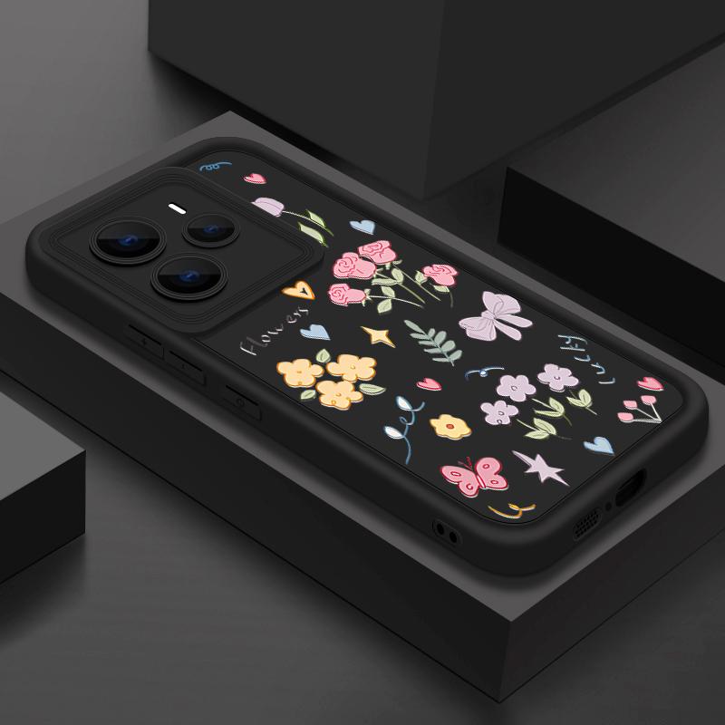 Für Xiaomi 14T Pro 13T Poco X7 F6 X6 Pro Redmi Note 14 Pro 13 12 11 Hülle Blumendruck Weiches Silikon Stoßfest Linsenschutz TPU Matt Handyhülle