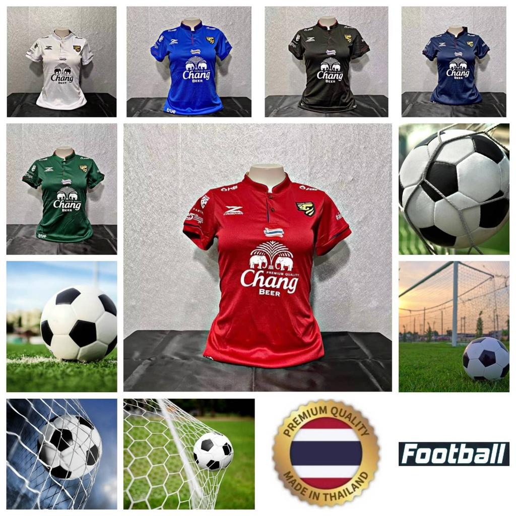 THAILAND National Women Football Soccer Training JERSEY CHEER Fan Quick Dry Shirt Mandarin Collar Short Sleeve Uniform Elephant Logo Sport