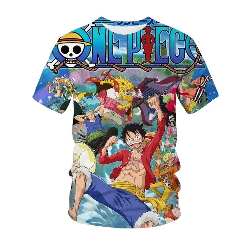 Summer New Japanese Animation Short Sleeve  3D Printing  Men's Clothing Casual Round Neck