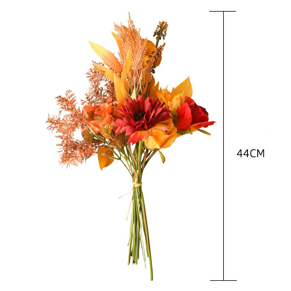 Autumn Bouquet Silk Rose Maple Leaves Dandelion Fake Flowers Artificial Flower for Home Wedding Halloween Decoration Fall Decor