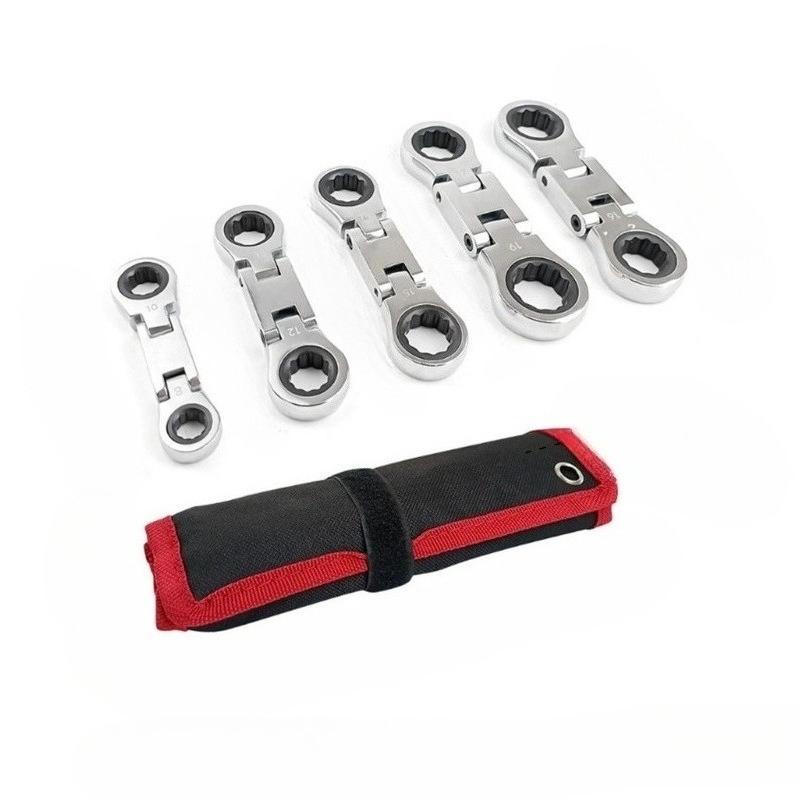 5Pcs/set  Movable Head Ratchet Wrench Set Set