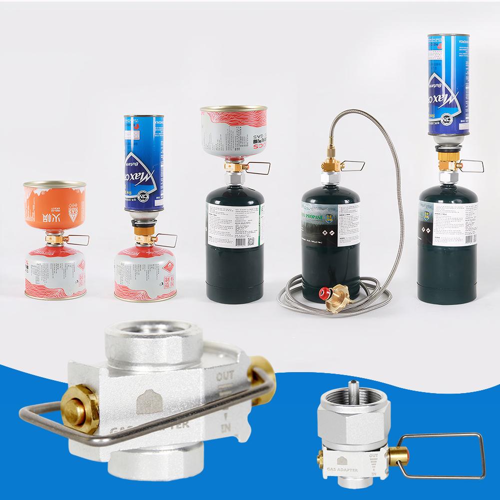 Gas Saver Plus Gas Burner Adapter Camping Gas Adaptor Valve Aluminum Alloy Convertor Shifter Refill Flat Tank Conversion Adapter
