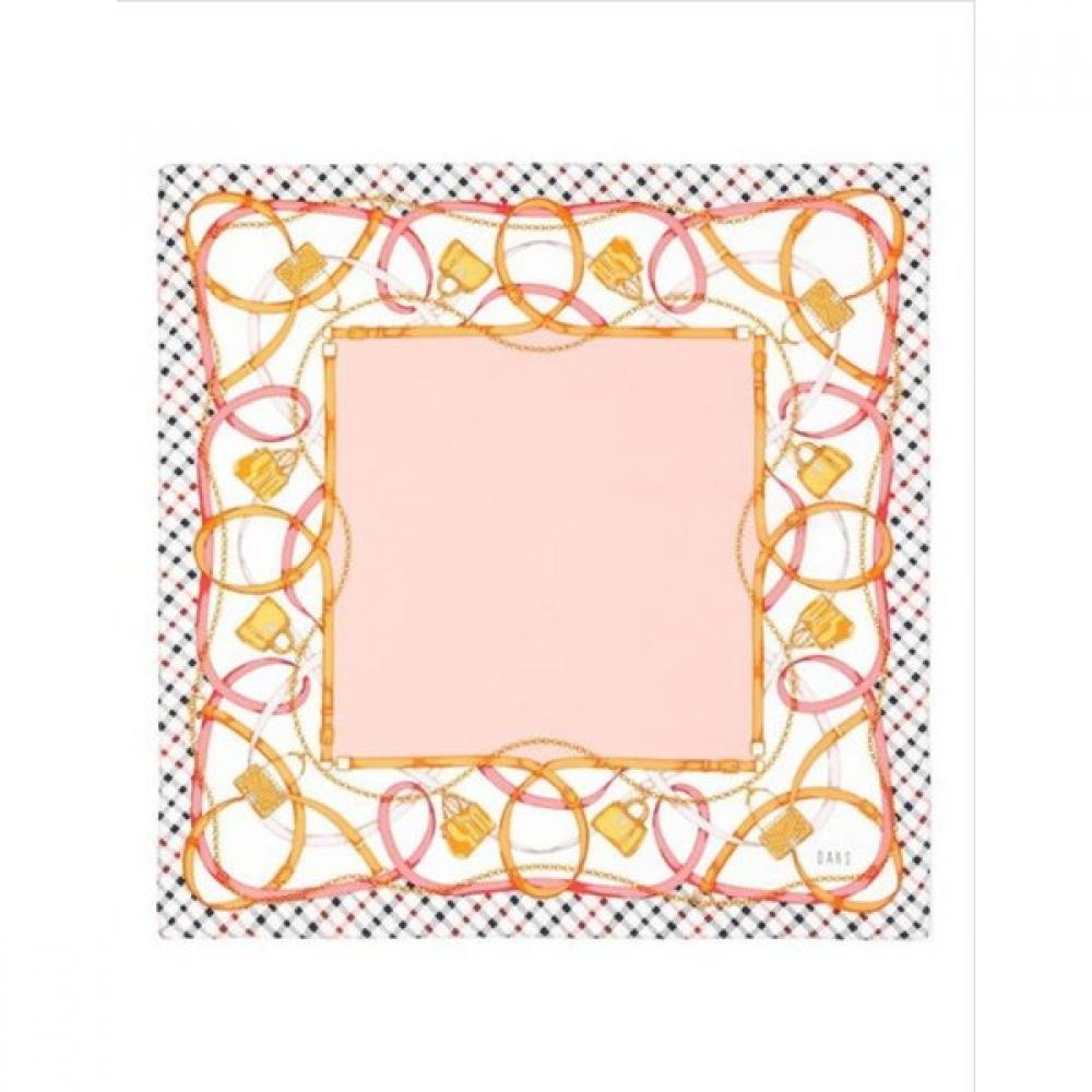 Daks Pink Logo Chain Print Silk Scarf Dcsc8f142p2