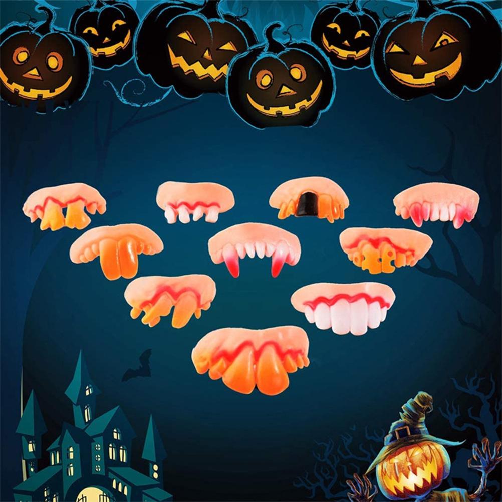 10 Pcs Halloween Ugly Teeth Funny Party False Rotten Teeth Prop Denture Model Prank Funny Tricks