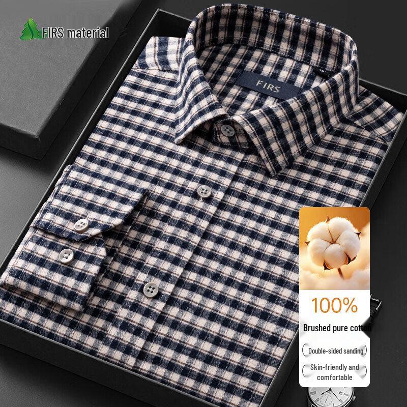 Chemise Décontractée à Carreaux Manches Longues 100% Coton pour Homme FIRS