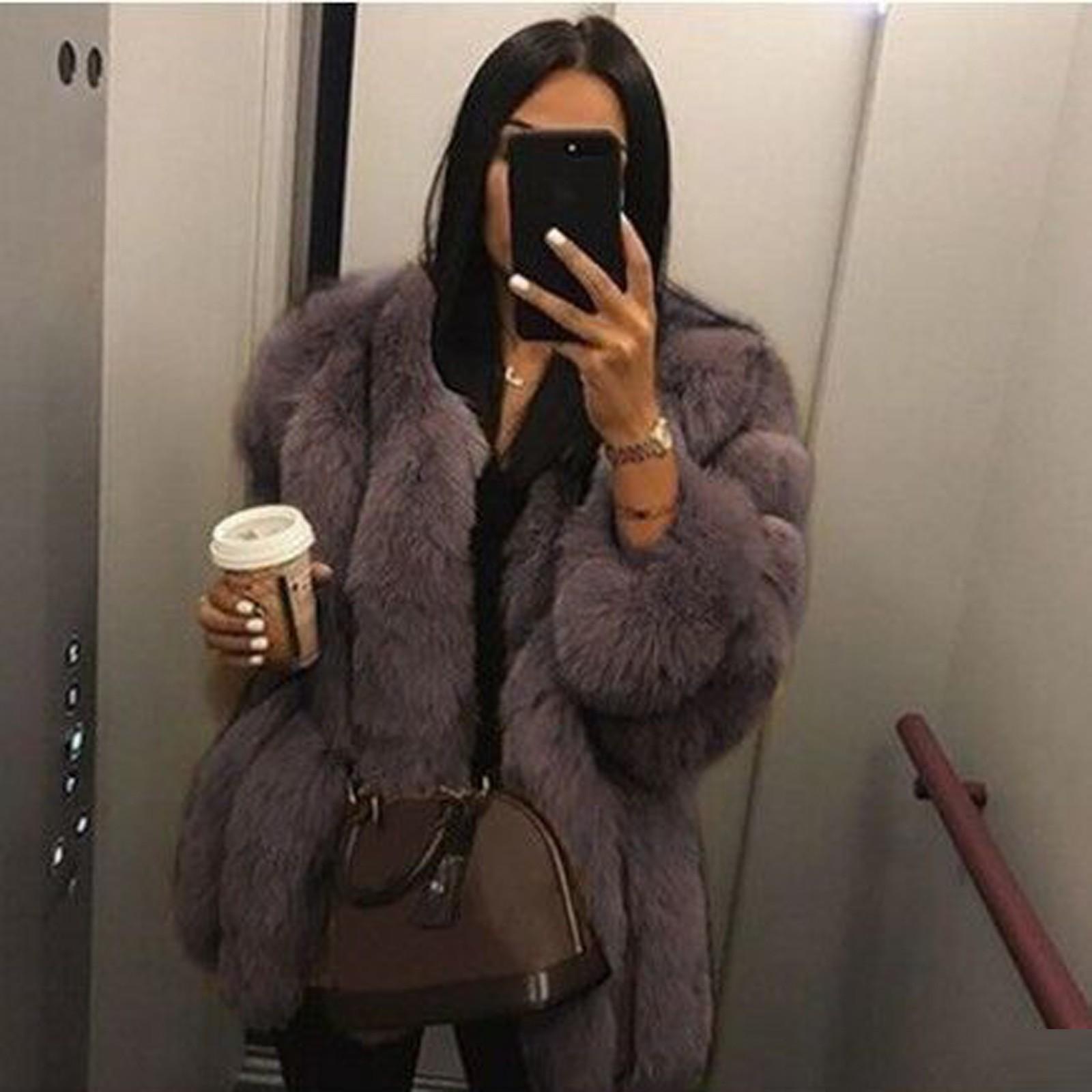 

Жіночий кардиган з круглим вирізом і довгим рукавом, плюшеве модне темпераментне пальто XXL кавовий