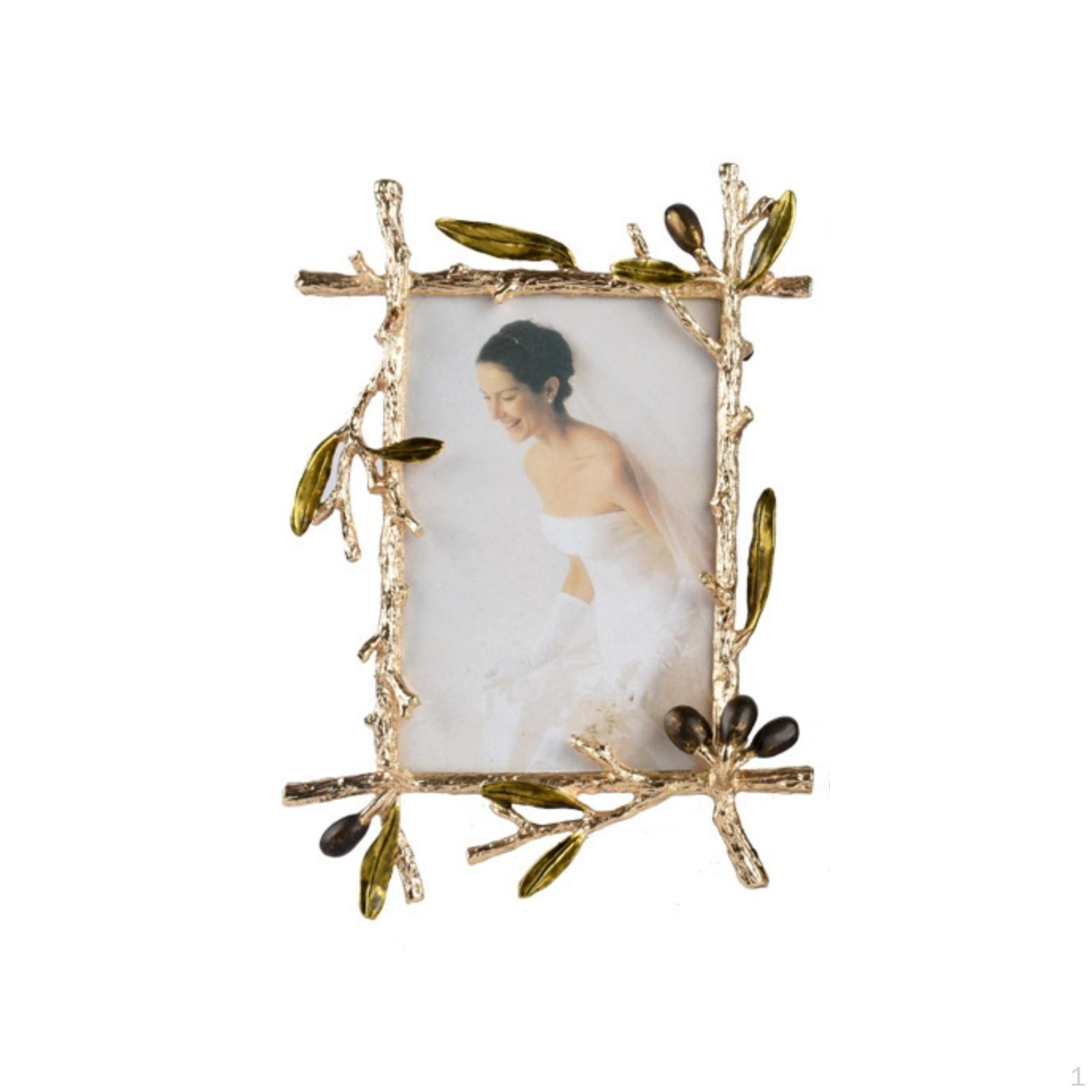 Photo Frame with Leaf Design Toned Branch AntiqueDesign Aesthetic for Living Room,