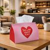 1pc Minimalist Romantic Typography Tissue Box, Heart Quote Graphic Perfect for Outdoor Gatherings, Daily Desktop Use, And Suitable for Bedrooms, Livin