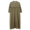 Johnature Women High Waist Casual Dresses Stand Nine Sleeve Solid Color Soft Cloth Summer Loose A-Line Dress