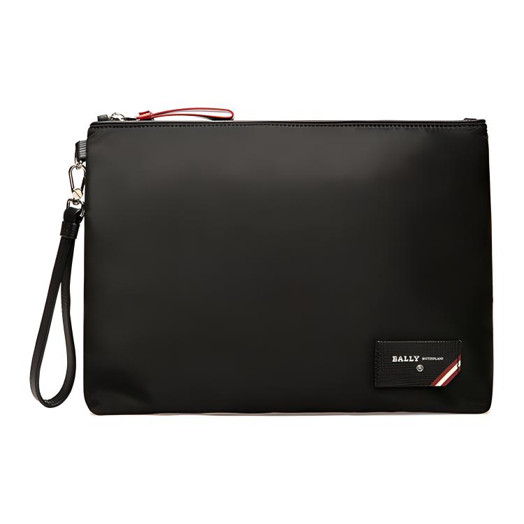 Bally Nylon Simple Solid Color Clutch Bag Business Casual Leather Clutch Men clutch Black 6231787