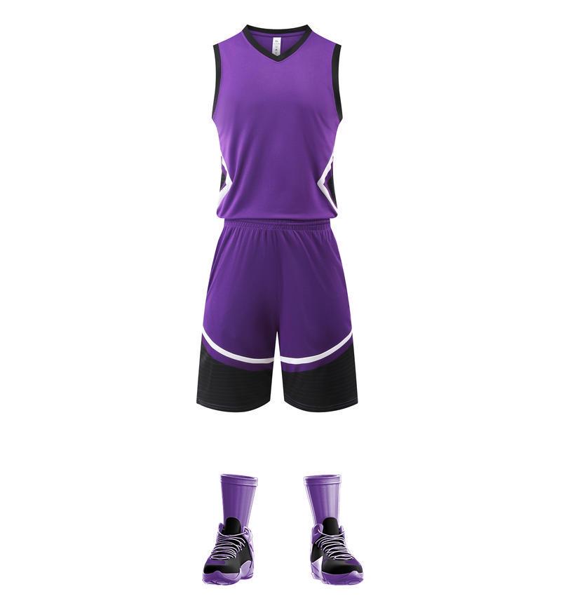 

Мужской и детский быстросохнущий комплект баскетбольной формы - Летняя тренировочная и соревновательная форма Small фиолетовый